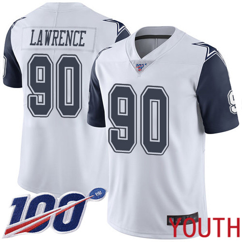 Youth Dallas Cowboys Limited White DeMarcus Lawrence #90 100th Season Rush Vapor Untouchable NFL Jersey->youth nfl jersey->Youth Jersey